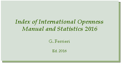 Casella di testo: Index of International OpennessManual and Statistics 2016G. FerrieriEd. 2016