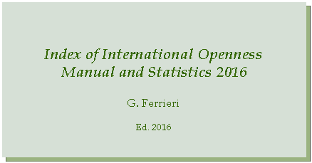 Casella di testo: Index of International OpennessManual and Statistics 2016G. FerrieriEd. 2016