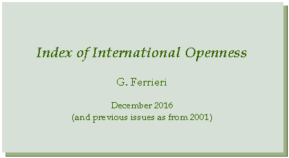 Casella di testo: Index of International OpennessG. FerrieriDecember 2016(and previous issues as from 2001)